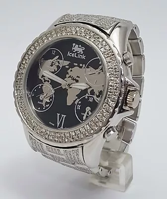 IceLink Marco Polo No. 1409 Black And Steel Watch W/Diamond Bezel And Strap 50mm • $2999.99