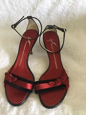 Giuseppe Zanotti Design Satin Velvet Heels Sandals Size 37 Eur/7 Us/5.5 Uk • $50