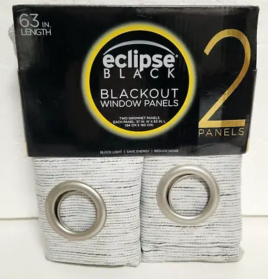 2pk White & Black Grommet Top Blackout Adagio Curtain Panels 37 X 63 - Eclipse • $17.99
