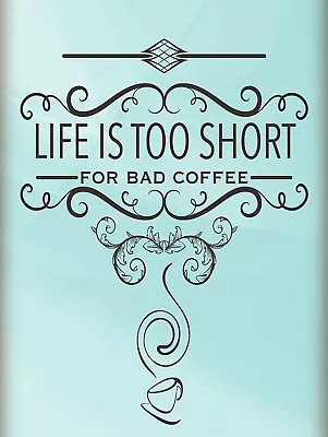 Metal Vintage Shabby-chic Tin Sign Life Is Too Short For Bad Coffee Wall Plaque • £3.95