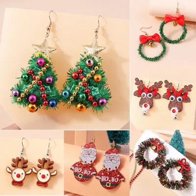 $2.08 • Buy Christmas Earrings Jewellery Xmas Tree Hat Elk Wreath Drop Earring Festival Gift
