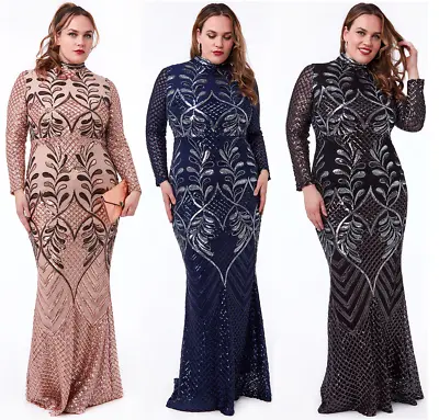 £69.99 • Buy Goddiva Long Sleeve Embellished Sequin Evening Maxi Dress Prom Party Ball Gown