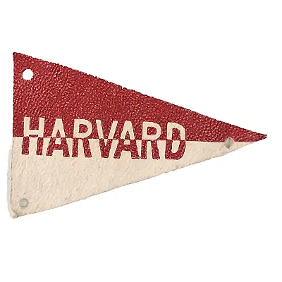 C1900 Harvard University Crimson Tobacco Premium Leather Mini Pennant Flag Patch • $22.49