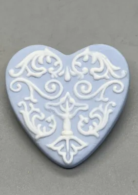 PIN/BROOCH Vintage WEDGEWOOD Blue Jasper Ware Heart Shaped Costume Jewelry • $15