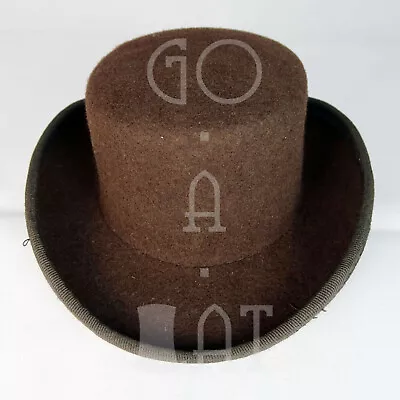 CLASSIC Wool Felt Mini Top Hat Women Fascinator Coachman Topper Tuxedo | Brown • $14.99