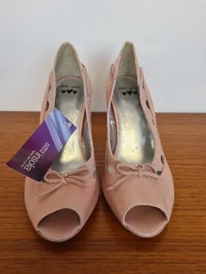 Marks And Spencer Insolia Pink Peep Toe Court Shoes Size 3 • £11