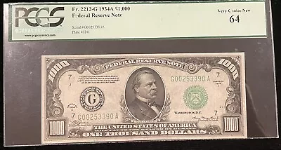 Series 1934A $1000 Federal Reserve Note PCGS 64 FR2212 Chicago District Bill FRN • $9995