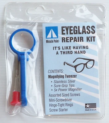 $9.50 • Buy EMERGENCY EYEGLASS REPAIR KIT W MAGNIFIER TWEEZERS SCREWDRIVER SCREWS SUNGLASSES