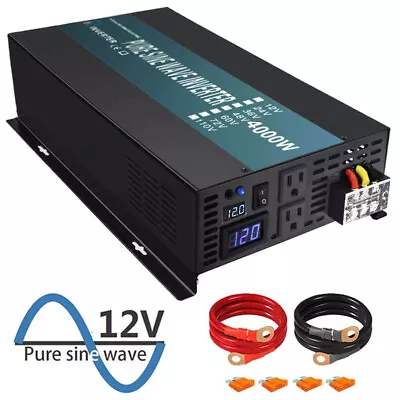 4000W Pure Sine Wave Inverter 12V To 120V Solar Power Converter 8000w Peak Home • $446.50