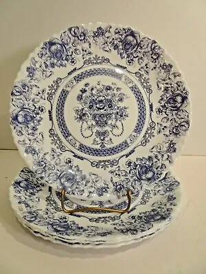 $49.99 • Buy Vintage Arcopal Honorine 4 Dinner Plates 10 3/4” Diameter Blue & White France