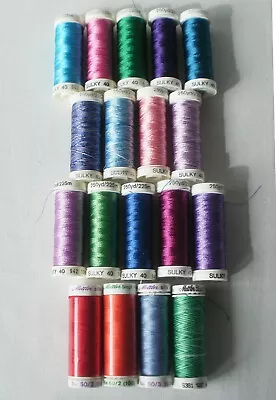 Lot Of 18 Sulky Multiple Colors Rayon Embroidery Thread 40 Wt. 250 Yd. Spools • $27.95