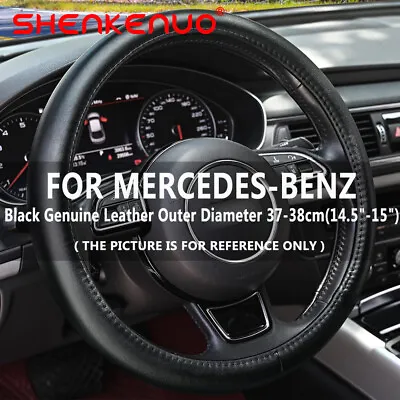 15  38cm New Black Genuine Leather Car Steering Wheel Cover For Mercedes-Benz • $25.49