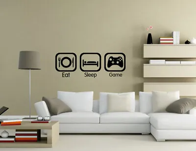 Eat Sleep Game Game Controller Wall Quotes Wall Art Wall Stickers UK 50W • £5.81