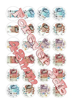 24 X 42mm Edible Money £5£10£20£50 Notes Cup Cake Toppers Wafer-Icing • £2.40