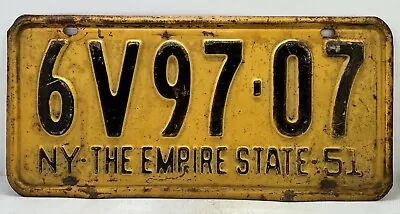 Old 51 NY. Rat Rod Hot Rod Vintage 1951 New York Automobile License Plate 6V9707 • $9.99