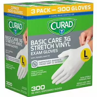 Curad 3G Vinyl Exam Gloves Small Medium X Large Powder-Free Non-sterile 300 Ct • $26.99