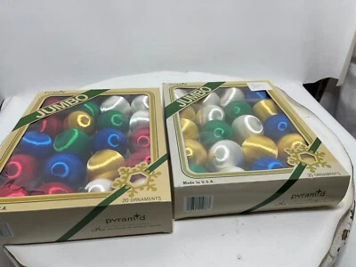 $32.39 • Buy Vintage Pyramid Satin Jumbo Christmas Ball Ornaments 40 Count