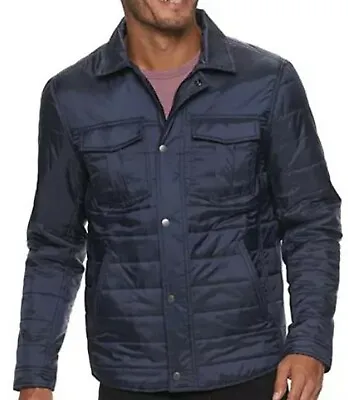New $100.00 - MARC ANTHONY Luxury Men Jacket Padded Wind & Water Res. Navy  XXL  • $10.36