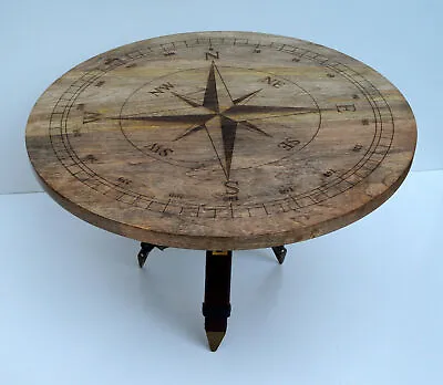 Designer Nautical Compass Style Directional Wooden Coffee Table Bar & Cafe Decor • £181.51