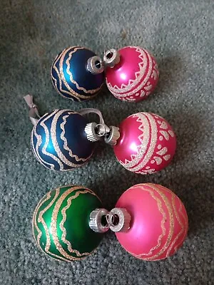 6 Vintage Christmas Hand Blown Mercury Glass Ornaments Shiny Bright • $50