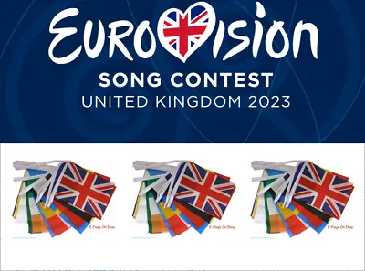 £14.99 • Buy Massive 20 Metre 56 FLAGS EURO EUROVISION FABRIC  Party Bunting SPEEDY DELIVERY