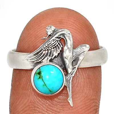 Angel - Composite Kingman Blue Mohave Turquoise 925 Silver Ring S.9 CR33557 • $11.99