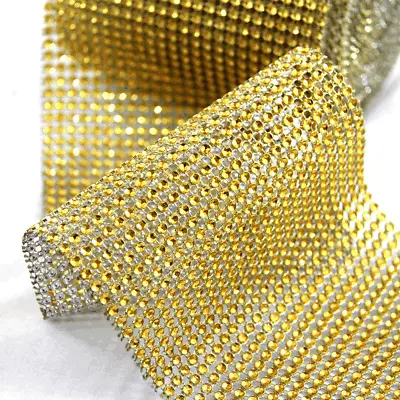 £4.29 • Buy Gold 1 Metre Length - Gold Diamond Diamante Effect Ribbon Trim Cake Bridal Craft