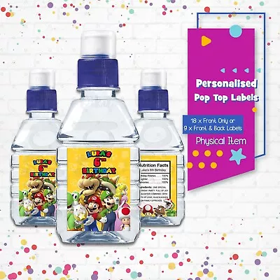PRINTED SUPER MARIO BROTHERS Personalised Pop Top Labels Stickers Party Supplies • $9.95