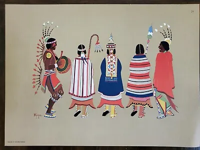 Rare Native American Indian Print By Steven Mopope -  Squaw Dance  • $35