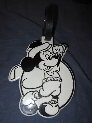 Vintage Walt Disney World Plastic Golf Bag Luggage Tag MICKEY MOUSE Black/White • $10