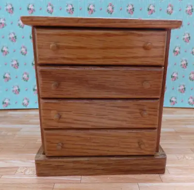 Dollhouse Miniature Solid Oak Chest Of Drawers By Town Square Miniatures • $10.50