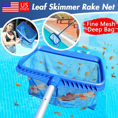Heavy Duty Pool Skimmer Leaf Rake Net Scooper Cleaning Swimming Pool Fine Mesh • $7.39
