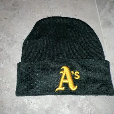 OAKLAND A'S ATHLETICS MLB KNIT BEANIE HAT Dark Green  CAP BY Drew Pearson • $25