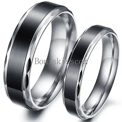Stainless Steel Black Vintage Couples Engagement Ring Anniversary Wedding Band • $8.99