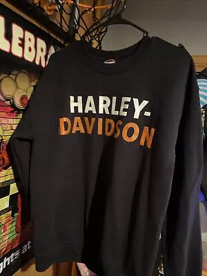 Harley Davidson Crew Neck Hoodie Sweatshirt Medium Black Stand  • $30.50