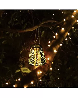 Solar Owl Lanterns Outdoor HangingMetal Owl Solar Lights Decor Hollow-Out • $19.99