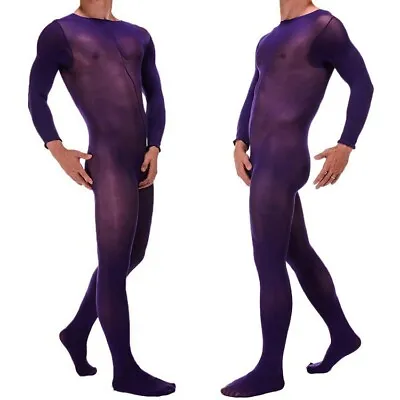 Men 200D Velvet Lingerie Stretchy Full BodyStocking Unitard Bodysuit Anti-Hook • $17.47