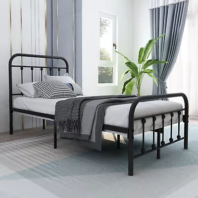 Classic Metal Platform Bed Noise-free Steel Slat Support Underbed Storage Space • $100.11