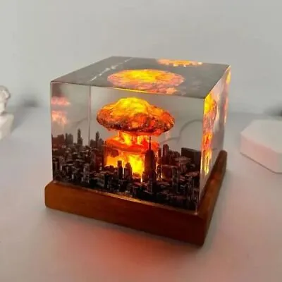 5cm Cube Mushroom Cloud Lamp Resin Table Lamp Flameless Lamp  Bedroom • £17.83