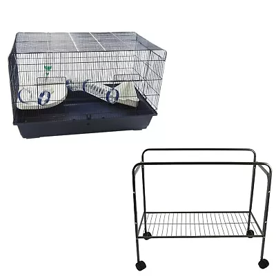 Indoor Rat Hamster Cage With Stand Tubes Bowl Bottle Blue - Mamble 100cm • £81.99