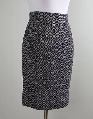 ST. JOHN Collection Marie Gray $495 Diamond Wool Knit Pencil Skirt Size 6 • $109.99