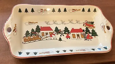 MASONS CHRISTMAS VILLAGE HANDLED TRAY  12x6.5” EUC • $22.50