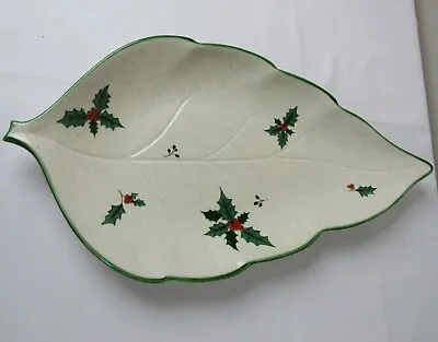 Mikasa Festive Season EB451 Leaf Plate 10  Holly Leaves Christmas Serving Dish • $14.99