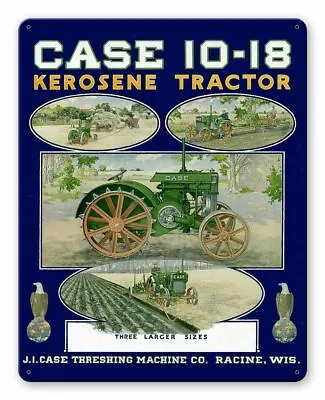 Case 10-18 Kerosene Tractor Racine Wis 15  Heavy Duty Usa Made Metal Adv Sign • $82.50