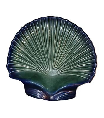 Olfaire Majolica Clam Shell Plate Dish Bowl Portugal Blue Green Glaze • $46