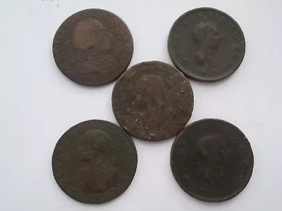 GB Lot Of 5 Antique Copper Georgian Half Pence And Trade Tokens 1789-1806 • £9.95