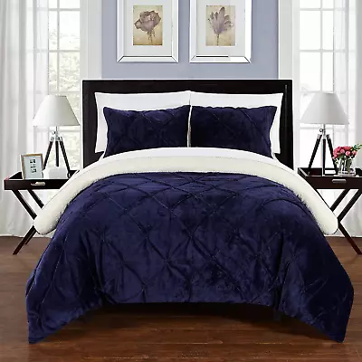 CS5127-AN 3 Piece Josepha Pinch Pleated Ruffled And Pin Tuck Sherpa Lined Bed In • $74.07