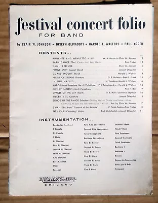 Rubank  Festival Concert Folio Band 1st Bb Cornet Vtg Sheet Music Book (1960) • $9.99