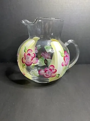 Vintage Hand Painted Glass Pitcher • $15