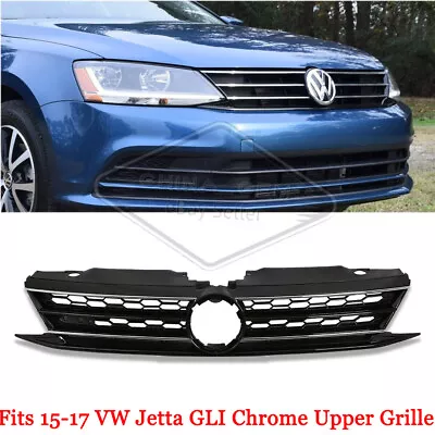 Upper Grille Fits 2015-2017 VW Volkswagen Jetta GLI Front Chrome Grill Honeycomb • $53.66